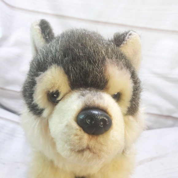 Nat & Jules Realistic Timber Wolf Husky Dog Plush Stuffed Toy 10 Inch 2013 - Picture 1 of 9